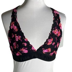 Pink by Victoria’s Secret Lace Floral Plunge Bra Size S